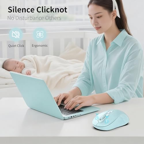 Image of Wireless Mouse, 2026 New Model, Silent Click Ergonomic Design, Portable, 4 Buttons, Adjustable DPI (800 /1200 /1600), for Laptop /PC /Office (Blue)
