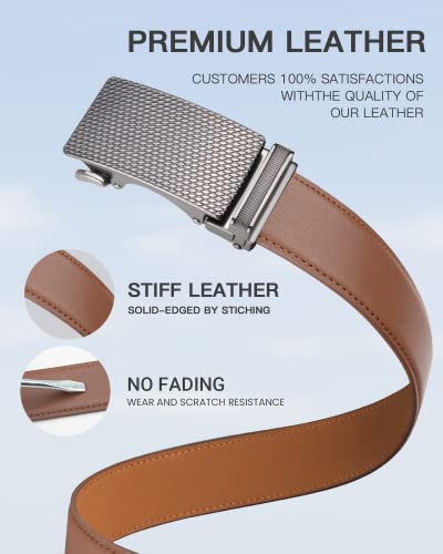 Image of Zitahli Belt Men,Leather Ratchet Belt for Men Dress Casual Every Day with Adjustable Buckle,Trim to Fit For Gift
