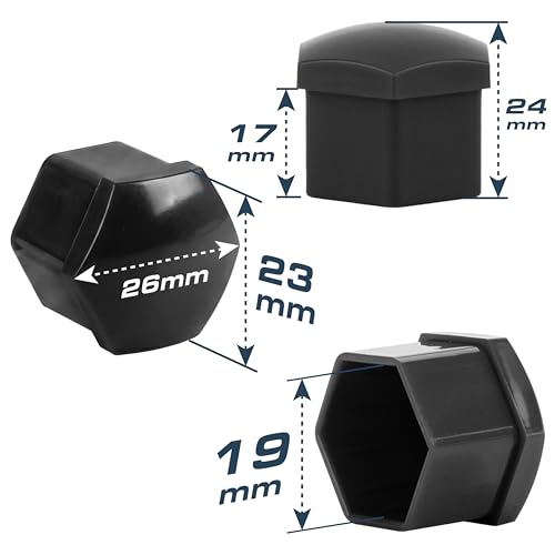 Radschrauben Radmuttern - 20x Radschraubenkappen 19 mm - MADE IN GERMANY - Radmutternkappen - UNIVERSAL Kunstsoff Kappen Abdeckungen