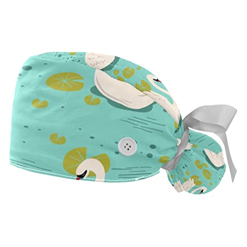 Chapeaux bouffants JDEZ avec motif cygnes et casquettes de travail ajustables