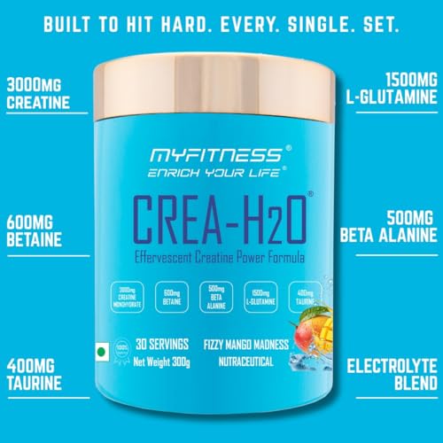 Image of Myfitness Creatine Powder Effervescent Pre Workout Power Formula | 300g | Creatine Monohydrate Powder With Betaine | Beta Alanine | L-Glutamine | Taurine | Electrolyte Blend (Fizzy Grapefruit)