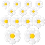 Daisy Balloons- 14Pcs Daisy Flower Foil Balloons for One or Two Groovy Party Decorations Girls Daisy Themed Birthday Party Baby Shower Wedding Balloon Decorations White