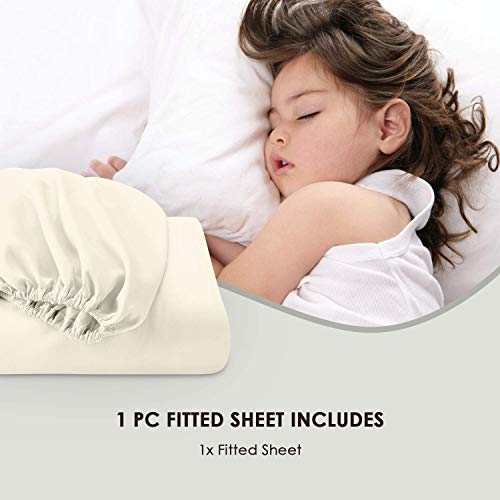 Pizuna Pure Combed Cotton Super King Fitted Sheet Ivory, 600 Thread Count 100% Long Staple Cotton Fitted Sheet 180x200 cm - Image 4