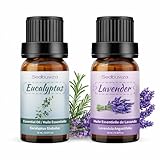 Sedbuwza Lavender Eucalyptus Essential Oil Set, Lavender Fragrance Oil Eucalyptus Scent Oil Set for Diffuser, Aromatherapy, Massage, Soap, Candle Making 2 x 10 ml