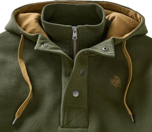 Legendary Whitetails Mens Hoodie Quarter Zip Quilted Double Layered Lined Hood Sweatshirt, Loden, LRG - Image 3