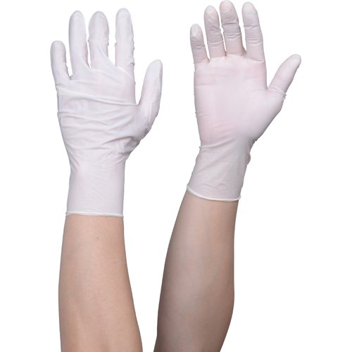 TRUSCO(トラスコ) 使い捨て 天然ゴム 手袋 L ホワイト 白 粉付 0.10 100枚入り TG ワーク TGPL10WL TG L 0.10