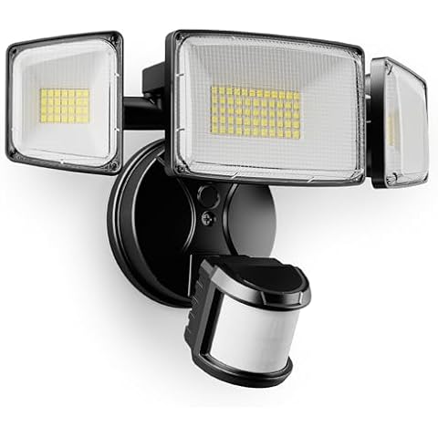 Onforu 75W LED Motion Sensor Outdoor Lights, Dusk to Dawn Flood Lights Outdoor Motion Sensor, Hardwired Security Lights Floodlights Outside 7500LM 6500K Daylight IP65 Waterproof (Black) Cover