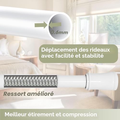 Tringle à rideaux sans perçage extensible 69-90 cm pour cloison