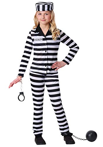 Disfraz completo de prisionera con camisa y pantalón a rayas miniatura 2