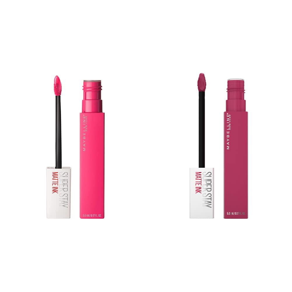 MAYBELLINE Super Stay Matte Ink Liquid Lipstick Romantic Vivid Pink and Pathfinder Berry Pink