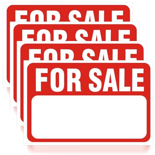 4PCS For Sale Sign for Car Sticker, For Sale Signs for Car, 12x8 Inch Self-Adhesive Vinyl Sale-Sign...