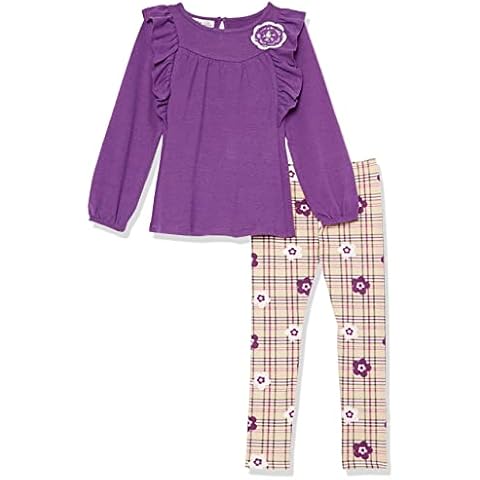 Kids Headquarters Girls 2 Pieces Legging Set, Proper Purple/Plaid, 2T US Cover