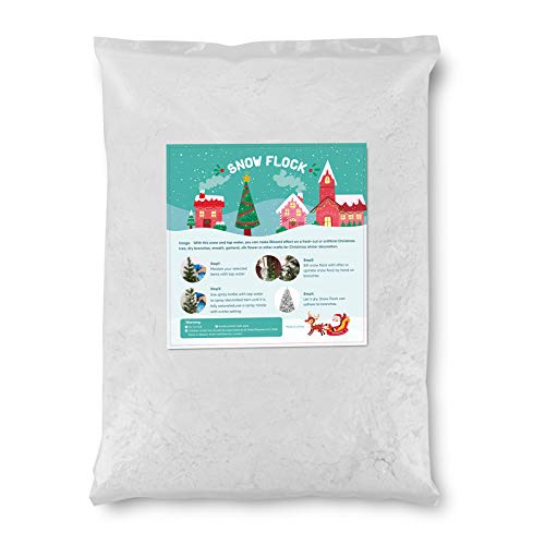 TIME4DEALS Instant Snow Flock 32 Ounces Artificial Snow Powder Decoration Craft Snow Fluffy Snow Flock, Christmas Fake Snow Decoration for Tree Villages Holiday Home Decor Xmas Train Winter Displays