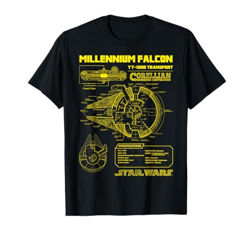 T-shirt Faucon Millénium Or Star Wars pour fan de la saga