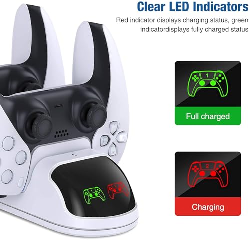 Image of PSS PS5 Controller Charging Station, 3H Fast USB PS5 Controller Charger, Play /Station 5 Controller Charger Station, Dual Charging Dock for Sony PS5 with USB Charging Cable,White