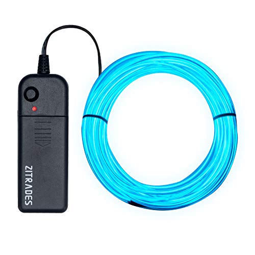 Zitrades EL Wire Kit 9ft Ice Blue, Portable Neon Lights for Parties, Halloween