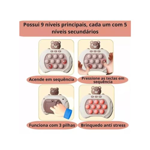 Mini Game Sensorial Console Pop-it Quick Push Divertido Brinquedo Sensorial Pop It Quick Push (Unicó