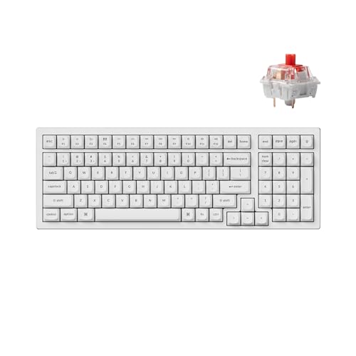 Image of Keychron K4 Pro QMK /VIA Bluetooth Wireless Mechanical Keyboard, 96% Layout Custom Programmable Gaming Keyboard with White Backlit, Hot-Swappable K Pro Red Switch for Mac Windows Linux - White