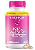 Pink Stork Total Lactation Supplement for Breast Milk Supply, Organic Fenugreek and Alfalfa to Support Breastfeeding, Milk Flow, and Production, Postpartum Essentials - 60 Capsules