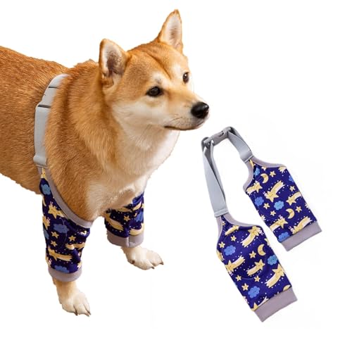 Image of MANON ROSA Dog Elbow Pads, 2XL, Blue | Knee Wrap Front Leg Sleeves, Large Dogs 80-95lbs, Wound Protection & Anti-Licking, Sleeve Length 13.3in