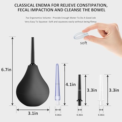 Image of Douches for Men Anal Douche Kit - Enema Bulb,Enema Douche with 3 Nozzle,Reusable Anal Cleaner Enema Bulb for Cleansing,Enima Cleanse for Men Women,224ml(Black