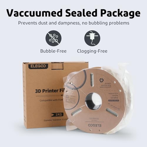 ELEGOO PLA+ Filament 1.75mm Black 1KG, PLA Plus Tougher and Stronger 3D Printer Filament, Dimensional Accuracy +/- 0.02mm, 1kg Cardboard Spool(2.2lbs) Fits for Most FDM 3D Printers