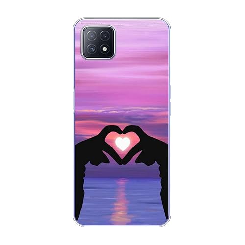 KARTXITAI Case Compatible with A72 5G/A53 5G/A73 5G,Shockproof Slim Thin Silicone Protective Anti-Fingerprint Anti-Scratch Anti-Fall Phone Cover - Love,Sky,Sunset,Glow,Lovers