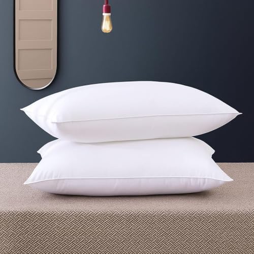 Image of Microfiber Soft White Pillows | Pillows for Sleeping - Sets of 2 (Size - 16x24 Inches & 40x60 cm) - Pack of 2 Soft White Pillows
