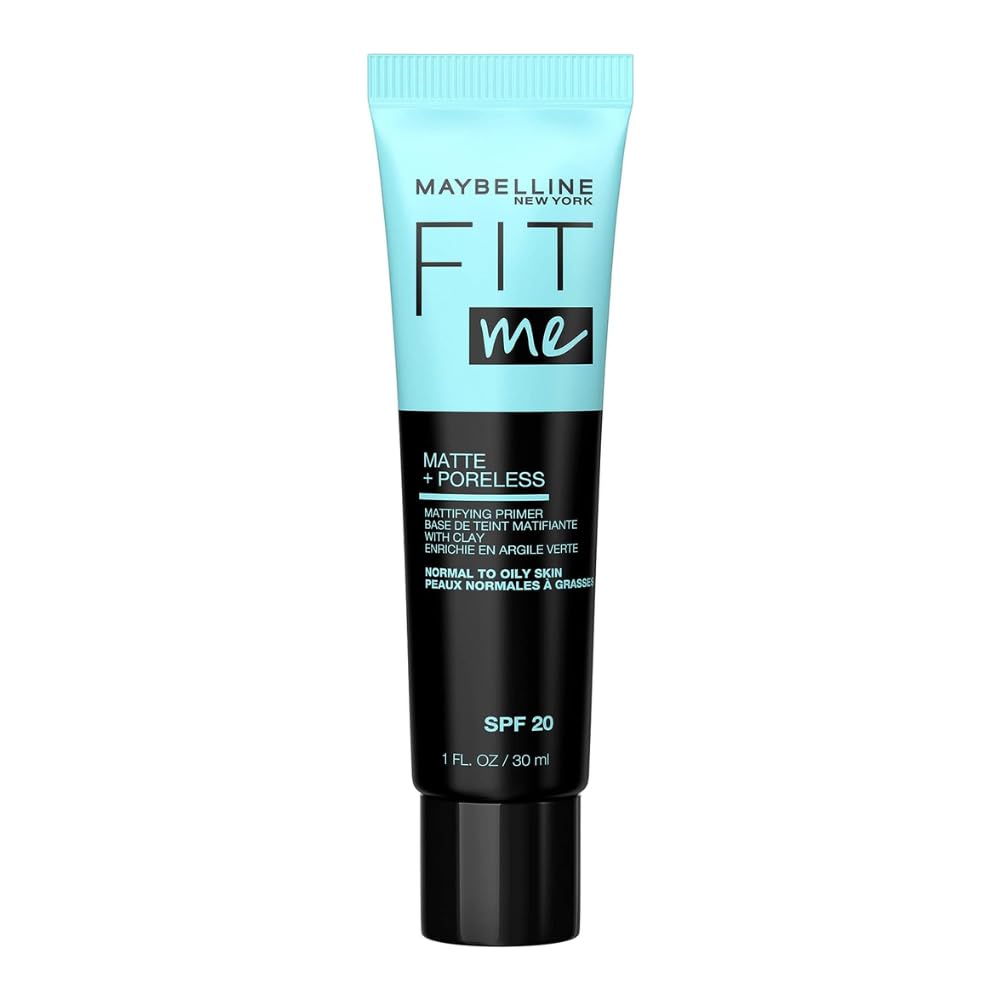 Maybelline New York Fit Me Matte and Poreless Face Primer, Shine-Control Formula That Provides a Mattified Makeup Finish and Smooth Canvas for Oily to Normal Skin Types, Matte and Poreless
