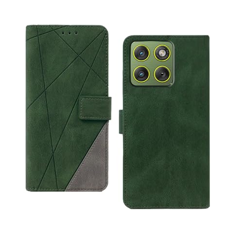 Image of amazon basics Moto Edge 70 5G Flip Cover | Card Pockets Wallet & Stand | Flip Cover for Moto Edge 70 5G (Green with Grey)