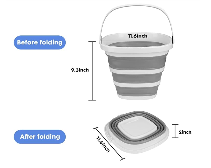 Image of A Unique Product Range 2020 Design Collapsible Foldable Silicone Circle Buckets For Fishing /Car Washing /All Other Home /Garden Activities (Random Color,10L)
