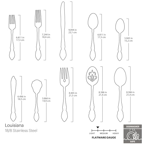 Oneida Louisiana 45-Piece 18/8 Silverware Set for 8, Flatware - image 5