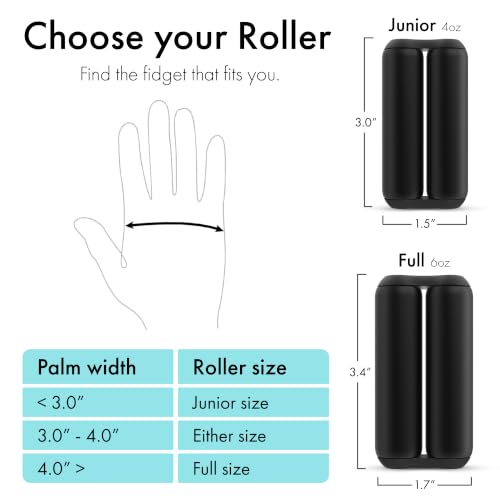 ONO Roller - Handheld Fidget Toy for Adults | Help Relieve Stress, Anxiety, Tension | Promotes Focus, Clarity | Compact, Portable Design (Black, Full Size - Aluminum)