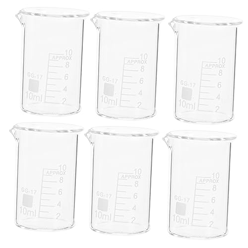 Cabilock Heatproof Glass Measuring Cup Scale 6 Pieces Lab Beakers Set Easy to Read for Scientific Experiments