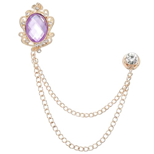 Image of PATIKIL Gem Hanging Chain Brooch Pins, Rhinestone Men's Gem Brooch Suit Pins Lapel Pins for Women Men