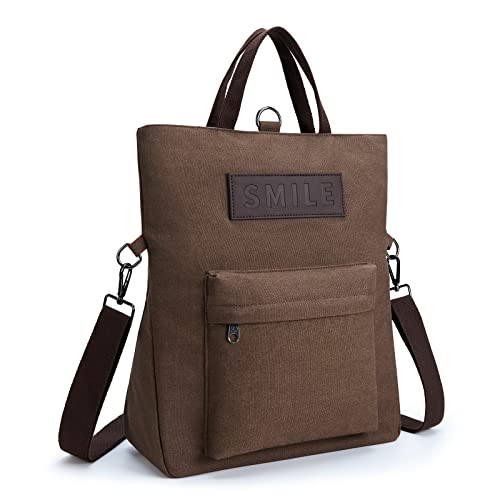 KALIDI Canvas Damen Umhängetasche Rucksack 2 in 1...