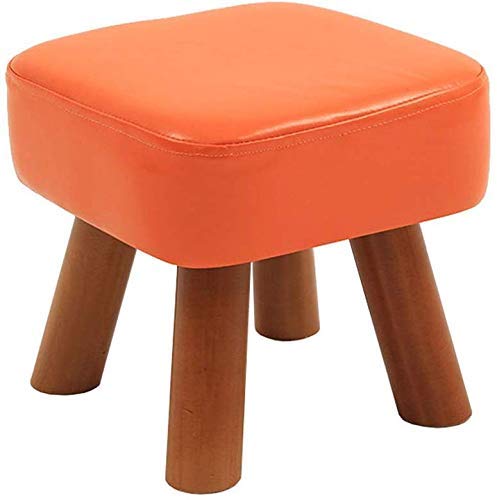 Pouf repose-pieds en bois orange pour changer de chaussures