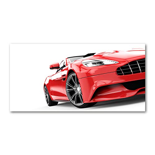 Voiture de sport rouge en tableau sur toile pour salon moderne 120x60