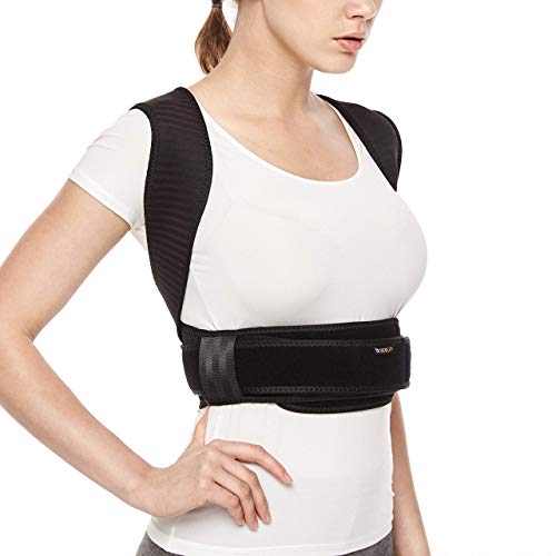 BraceUP Deluxe Adjustable Posture Corrector and Clavicle Support Brace to Improve Bad Posture, Upper Back Pain Relief and Shoulder Alignment (S/M)