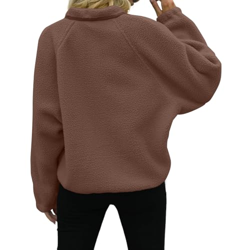Womens Fleece Jacket Fall Zip Up Sherpa Fuzzy Coats Oversized Winter Patchwork Jackets Outerwear Clothes with Pockets4