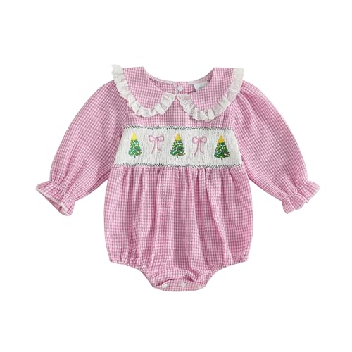 Image of Amnnchya Baby Girl Christmas Outfit Peter Pan Collar Plaid Romper Newborn Thanksgiving Outfits Infant Halloween Clothes