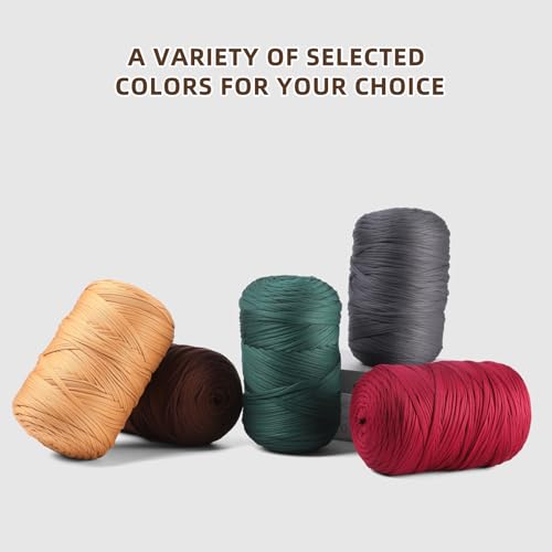 Image of 400g T Shirt Yarn, Tshirt Crochet Yarn for Crocheting Bag /Craft Project /Home Decor, 14.1oz /400g, 120yd /110m Polyester Spandex Blend Stretch Fabric(Avocado Green)