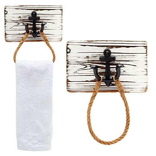 Okuna Outpost 2 Pack Nautical Towel Ring Holder, Anchor Bathroom