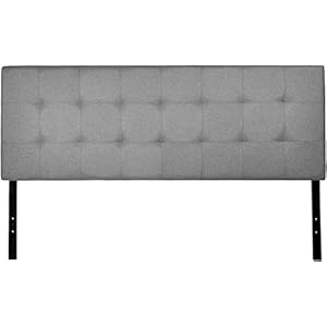 Amazon Basics Faux Linen Upholstered Tufted Headboard with Adjustable Height, King, Gray
