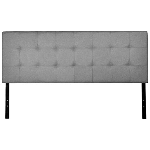 Amazon Basics Faux Linen Upholstered Tufted Headboard King, Grey
