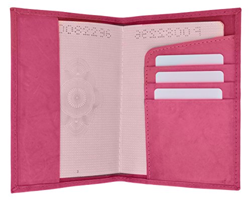 GENUINE LEATHER PASSPORT COVER HOLDER WALLET CASE TRAVEL 7 COLORS NEW (Pink)