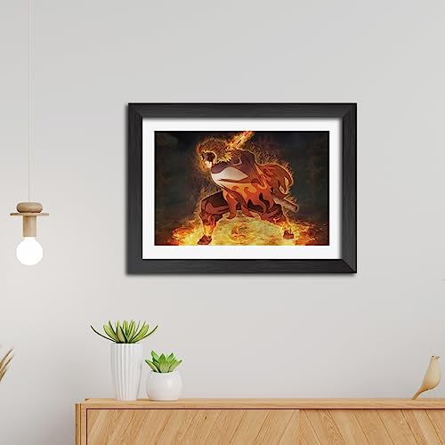 Image of TenorArts Kyojuro Rengoku Poster Demon Slayer Anime Laminated Posters Framed Paintings with Matt Finish Black Frame (12inches x 9inches)
