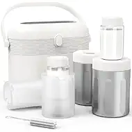 Portable Breast Milk Cooler, 24H Chill Medical-Grade 316L Stainless Steel, 2-in-1 Breastmilk Cooler Bottle & Thermos with Leakproof Storage Bottle, No Ice Needed for Travel/Work, 20oz, Beige