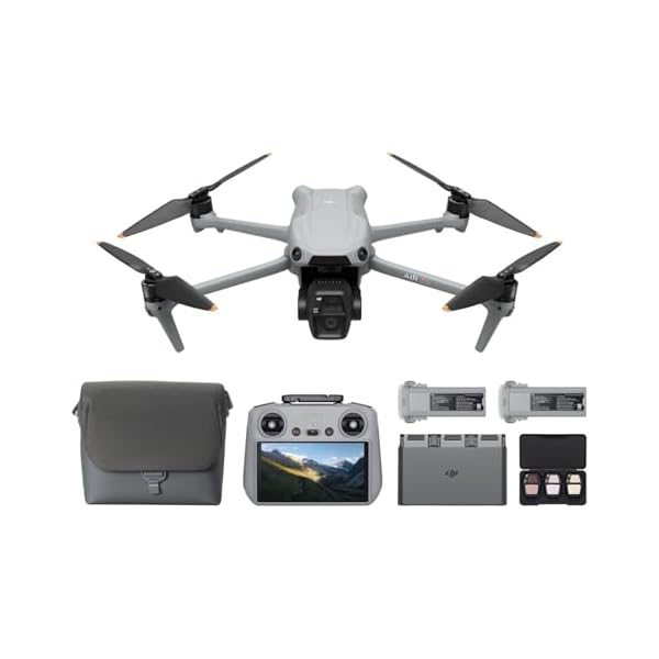 DJI Air 3S Fly More Combo (RC 2 Screen Remote Controller), Drone with 1″ CMOS Wide-Angle & Medium Tele Camera for Adults, 4K/60fps, Omnidirectional Sensing & 3 Batteries for Extended Flight Time