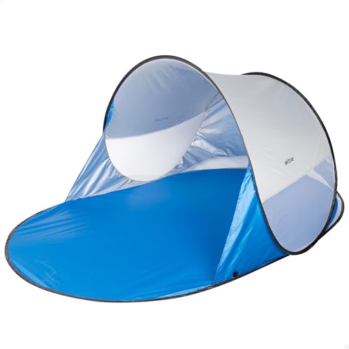 AKTIVE Tienda Playa, Pop up, 120x200x90 cm, 2 Personas, Protección UV50, Revestimiento Interior Plateado, Incluye piquetas, Columna Agua 300 mm, Bolsa de Transporte, Carpas Plegables (62322)